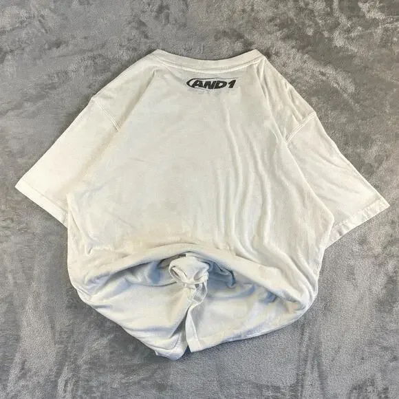 Vintage Y2K And1 Streetball White AOP Graphic T-shirt Size Large - Picture 2 of 6